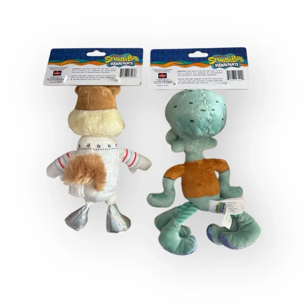 SpongeBob Squidward‎ & Sandy Squeaky Plush Dog Rope Toy, Blue